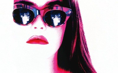 Alicia Silverstone photo in high exposure and vibrant pink and blue in a poster of the movie The Crush.